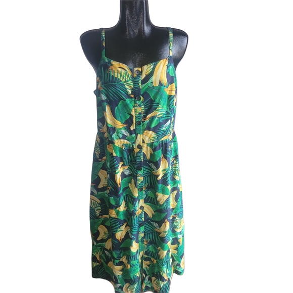 Old Navy Tropical Banana and Leaf Print Sundress XL - Picture 2 of 7